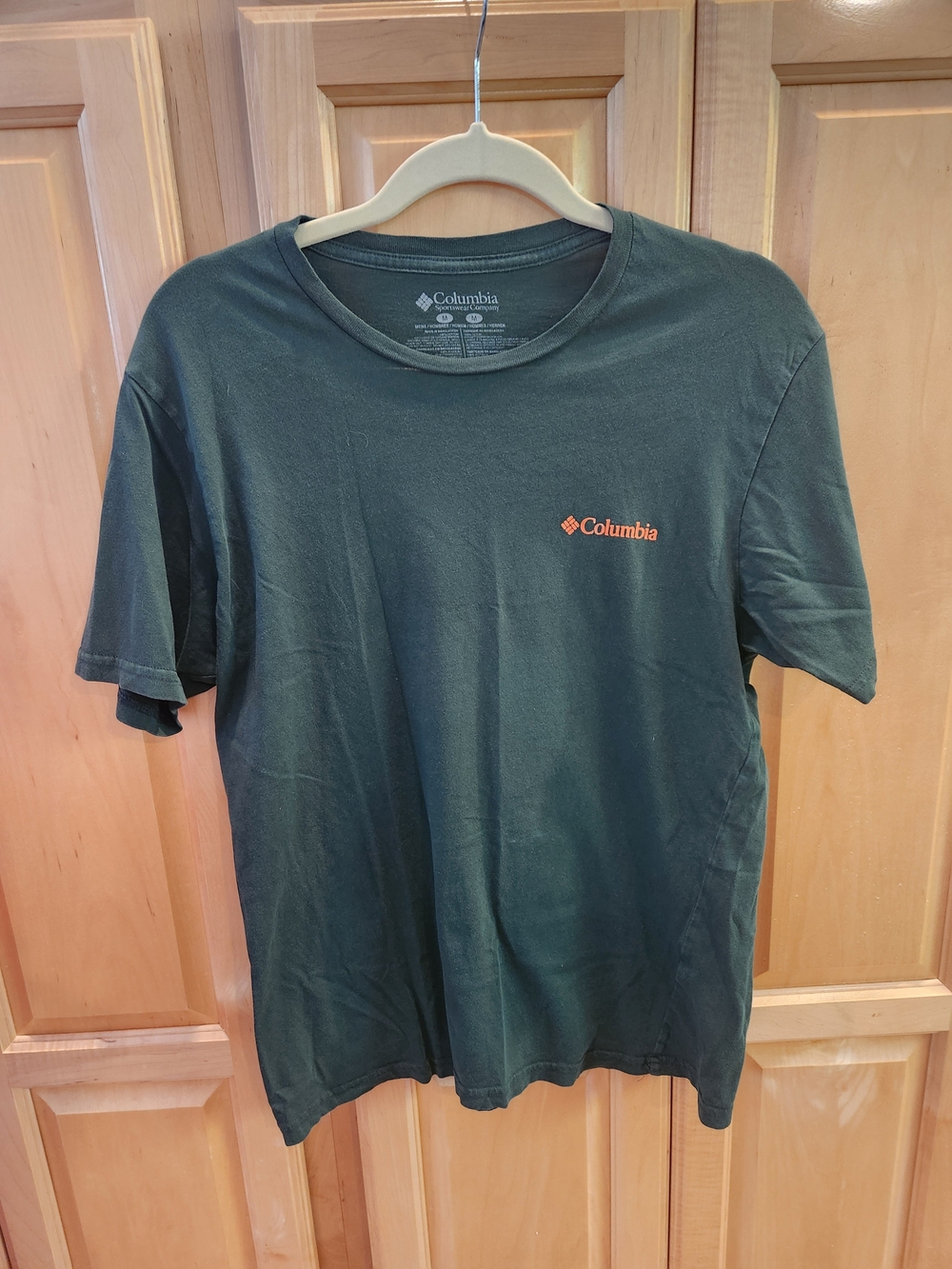 Columbia Short Sleeve Crew T-Shirt in Dark Green with Orange Logo